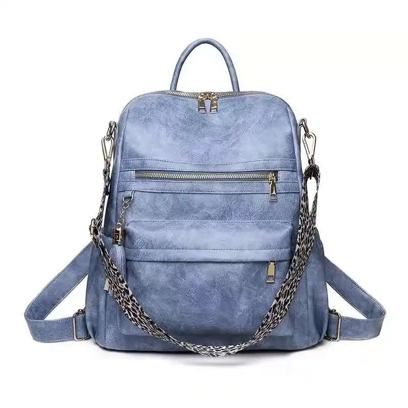 
AIZHU ODM Custom LOGO Hot new products PU Leather Leopardo Ladies Vintage pix bagpack school bag sac a dos plush backpack 2021 