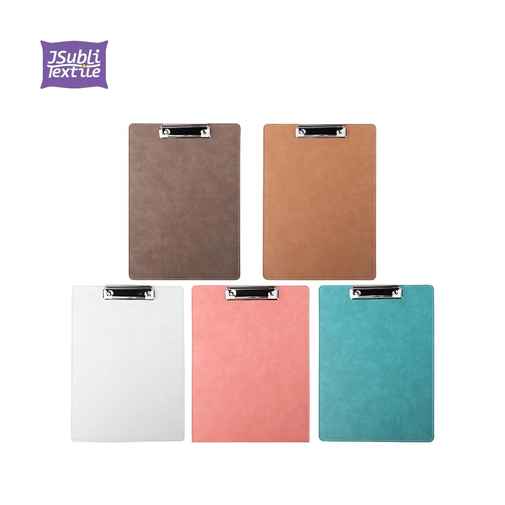 PUCB2231DGY-1 Bestsub Wholesale Custom Sublimation Blanks A4 Size Gray PU Leather File Document Clipboard Folder with Metal Clip