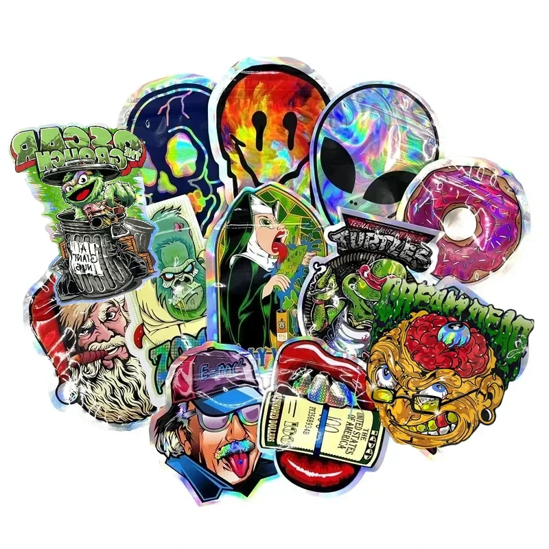 Irregular Special Shaped Zip Plastic Bags 1g Foil Food Grade Smell Proof Die Cut Packaging Mylar Bag Ziplock Waterproof Pouches