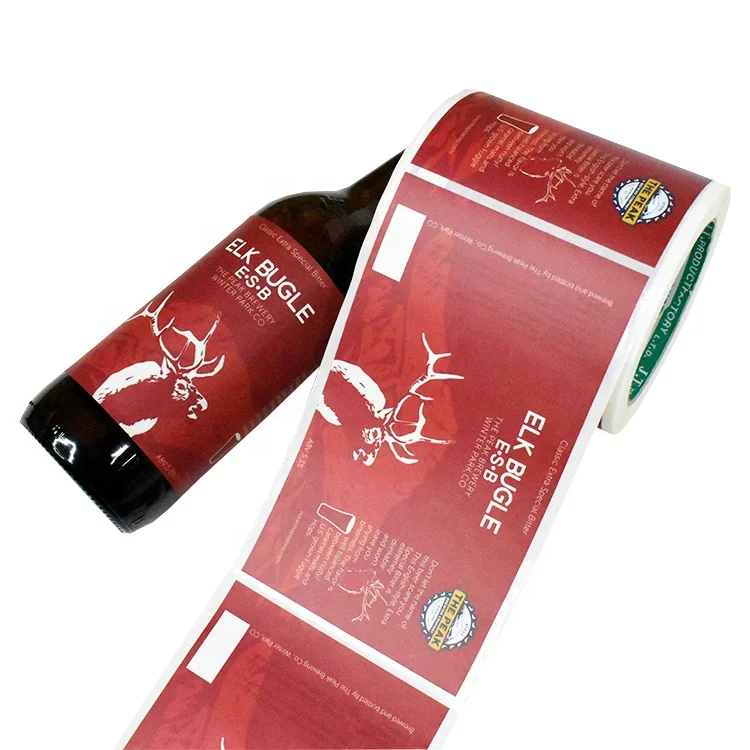 Custom Private Cartoon Logos Printing Machine Roll Embossed Sticker Beer Bottle