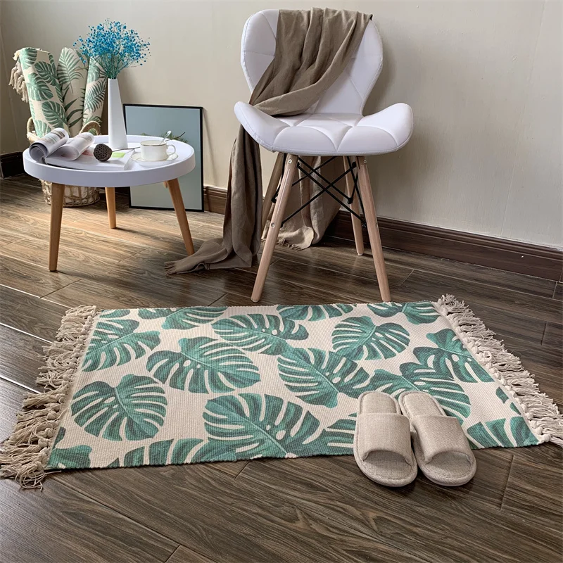 Boho Design Hand Woven Tassel Area Rug Living Room Bedroom Floor Mat Carpet For Home