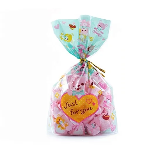 custom 100 pack biodegradable plastic bags with twist ties  for marshmallow candy snacks  cpp treat bags