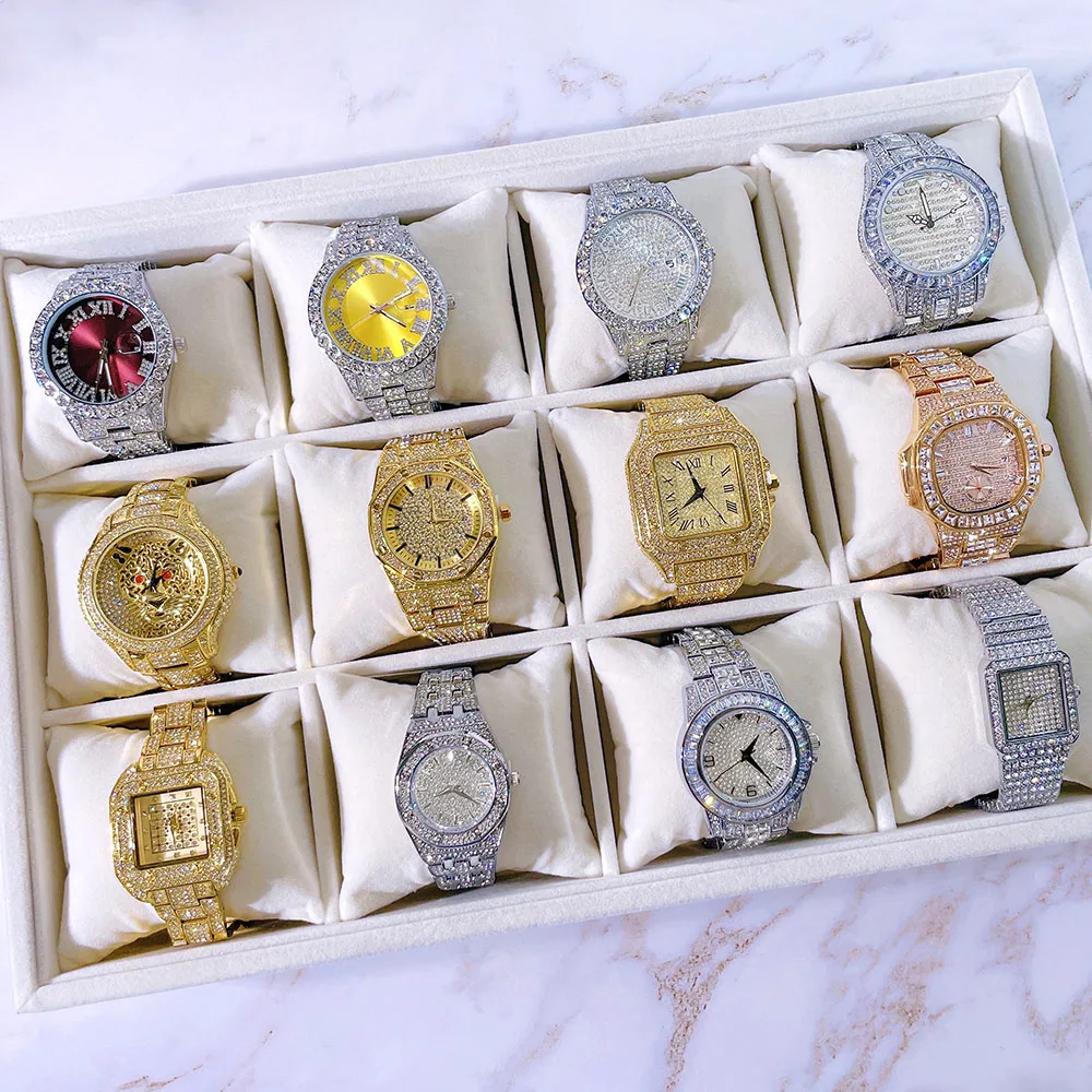 Factory Wholesale Handsome Lifelike Leopard Watch Luxury Red Diamond Eye Gold Plated Lucky Watch For Men