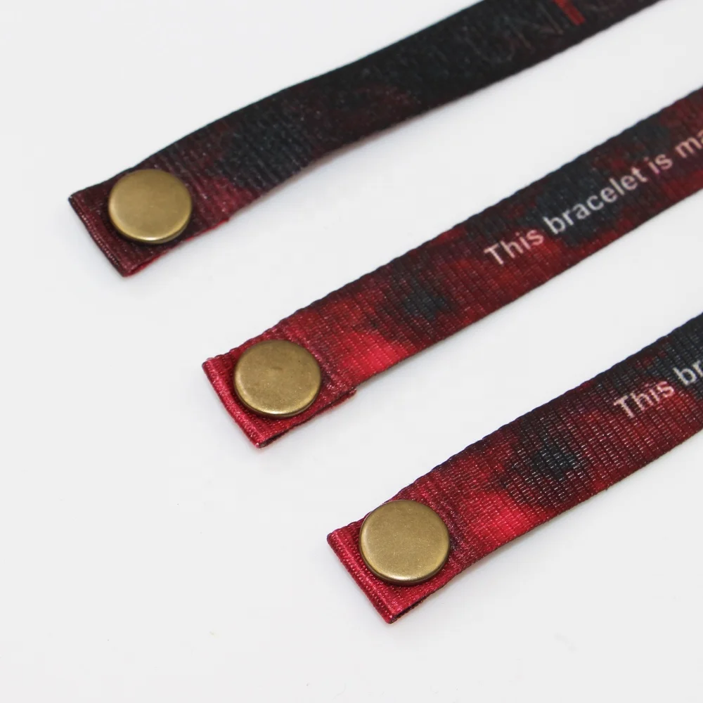 OEM recycled plastic fabric wristband with metal snap button