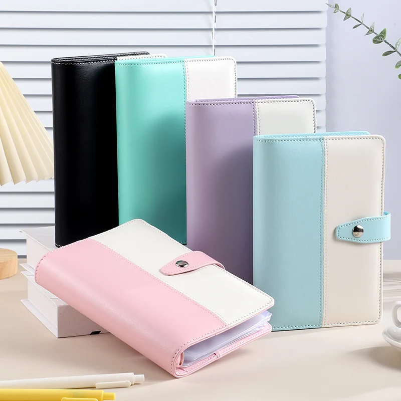 HongShun macaron a6 binder glitter system binder notebook planner with pvc envelope