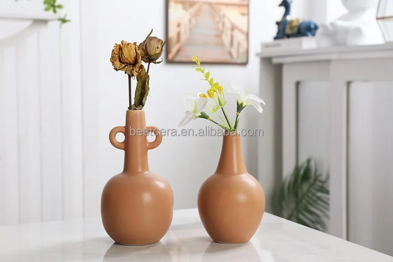 Modern tabletop ceramic vase tall floor vases decorative flower ceramic vases with ear handles