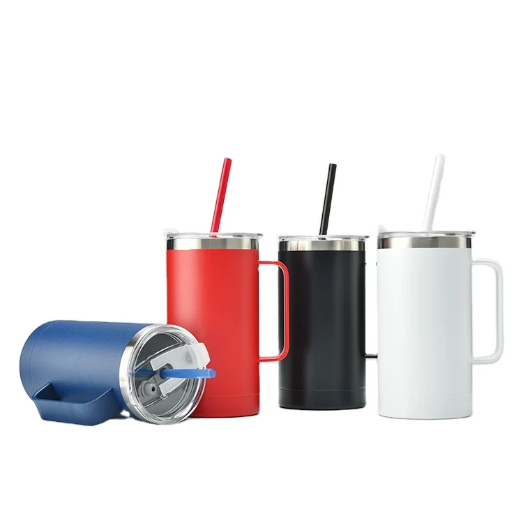 
Large Size Straight Vacuum Insulated Stainless Steel Cups Mugs with Straw 