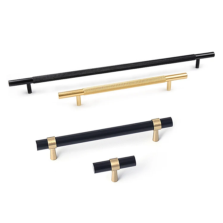 XWX Wholesale Gold Black Knurled Aluminum Profile Hardware Kitchen Cabinet Furniture Pull