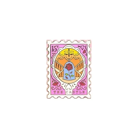 Custom Design High Quality Gold Metal Postage Stamp Collecting The Desert Planet Castle Soft Hard Enamel Pin Badge for Souvenir