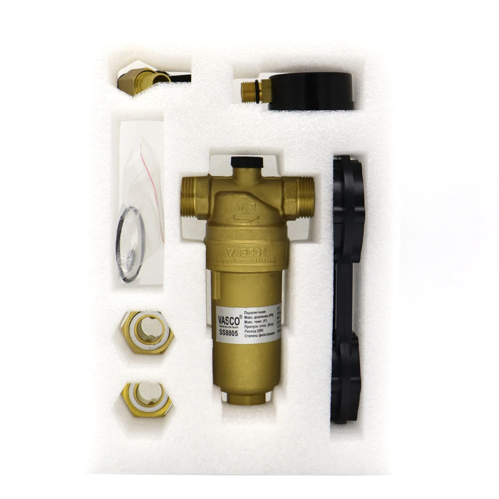 brass pre filter water full brass  body pre-filter With Manometer for household pre-Filtration