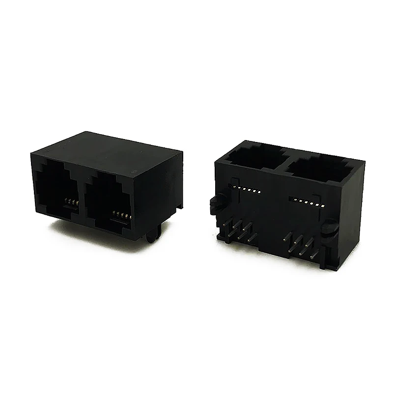 1X2 Port Modular Jack  RJ12 Side-Entry 6P6C Right-Angle 5521A RJ25 Connector L=16.5mm
