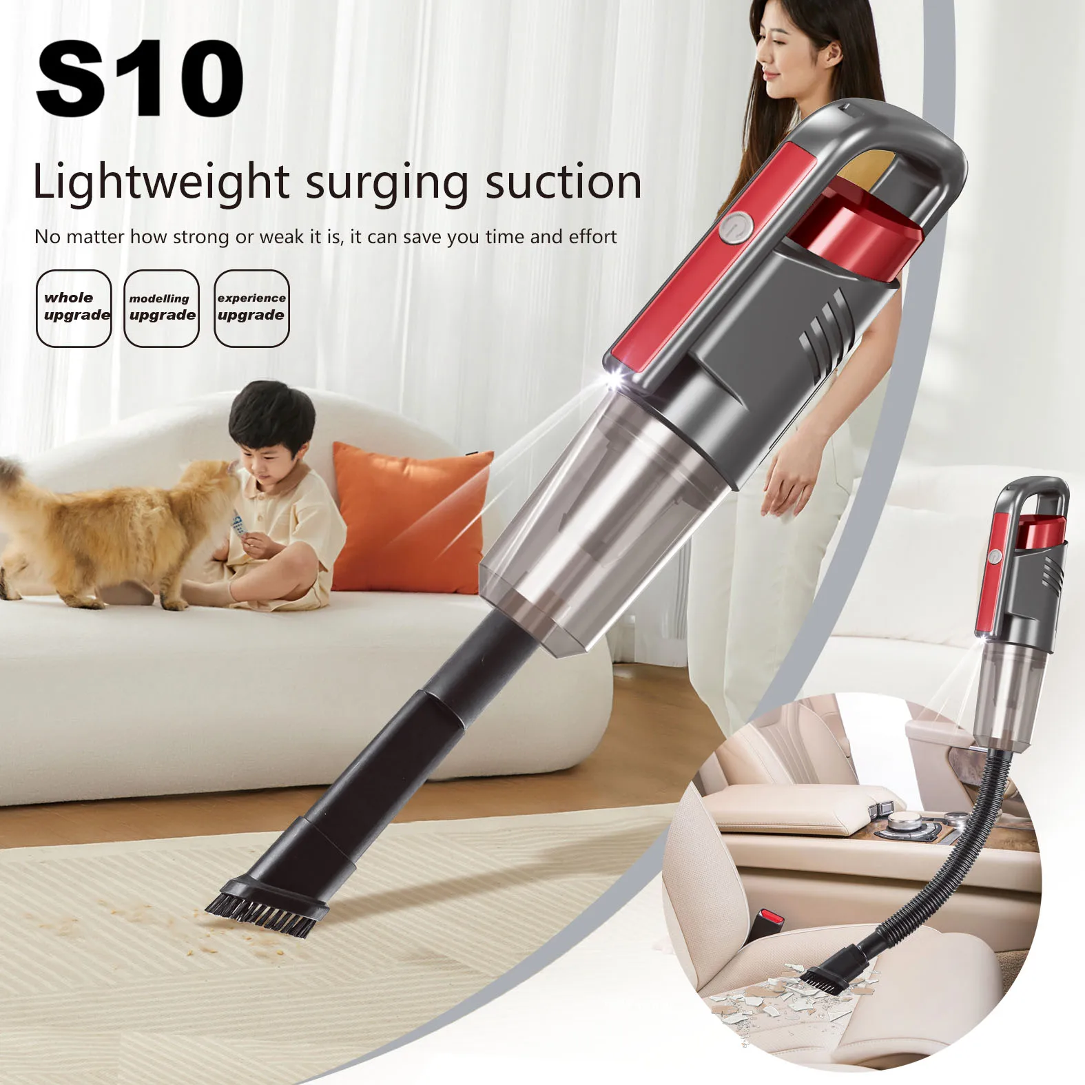 Cordless Handheld Electric Rechargeable Floor Cleaning Automatic Cleaning Wet and Dry Mop Water Spray with Lights 4 in 1