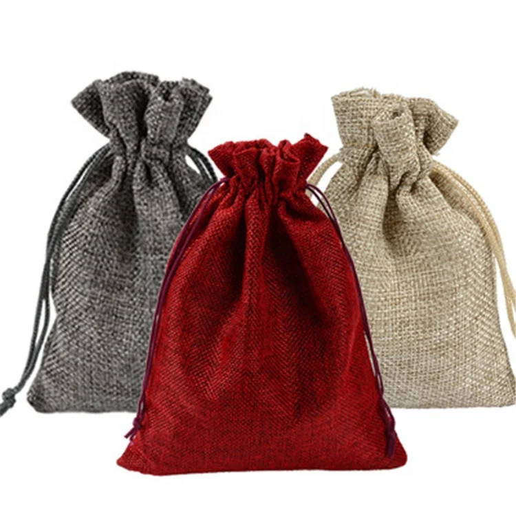 Colorful Drawstring Pouch Large Size 15x20cm Christmas Pattern Party Wedding Favor Hessian Burlap Jute Gift Bags