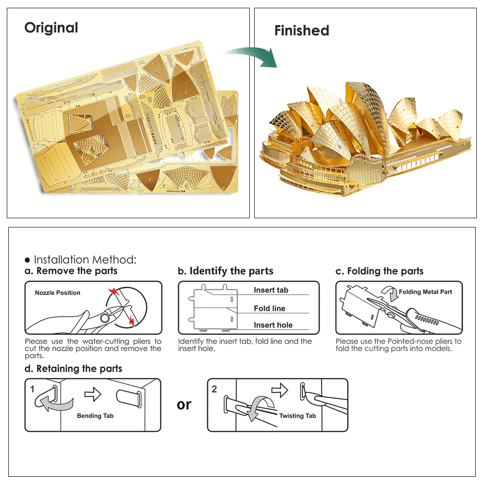 Piececool Assembly Model DIY Jigsaw Puzzle Building Sydney Opera House Education Australia Famous Building Model Kits For adult