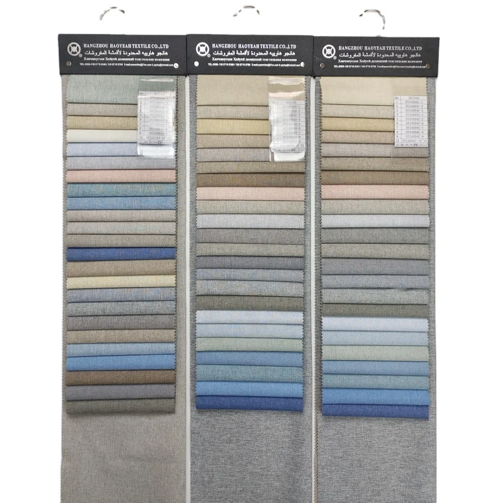 Custom deluxe blackout curtains new trend Linen grain 100% Blackout Curtain Fabric for home textile