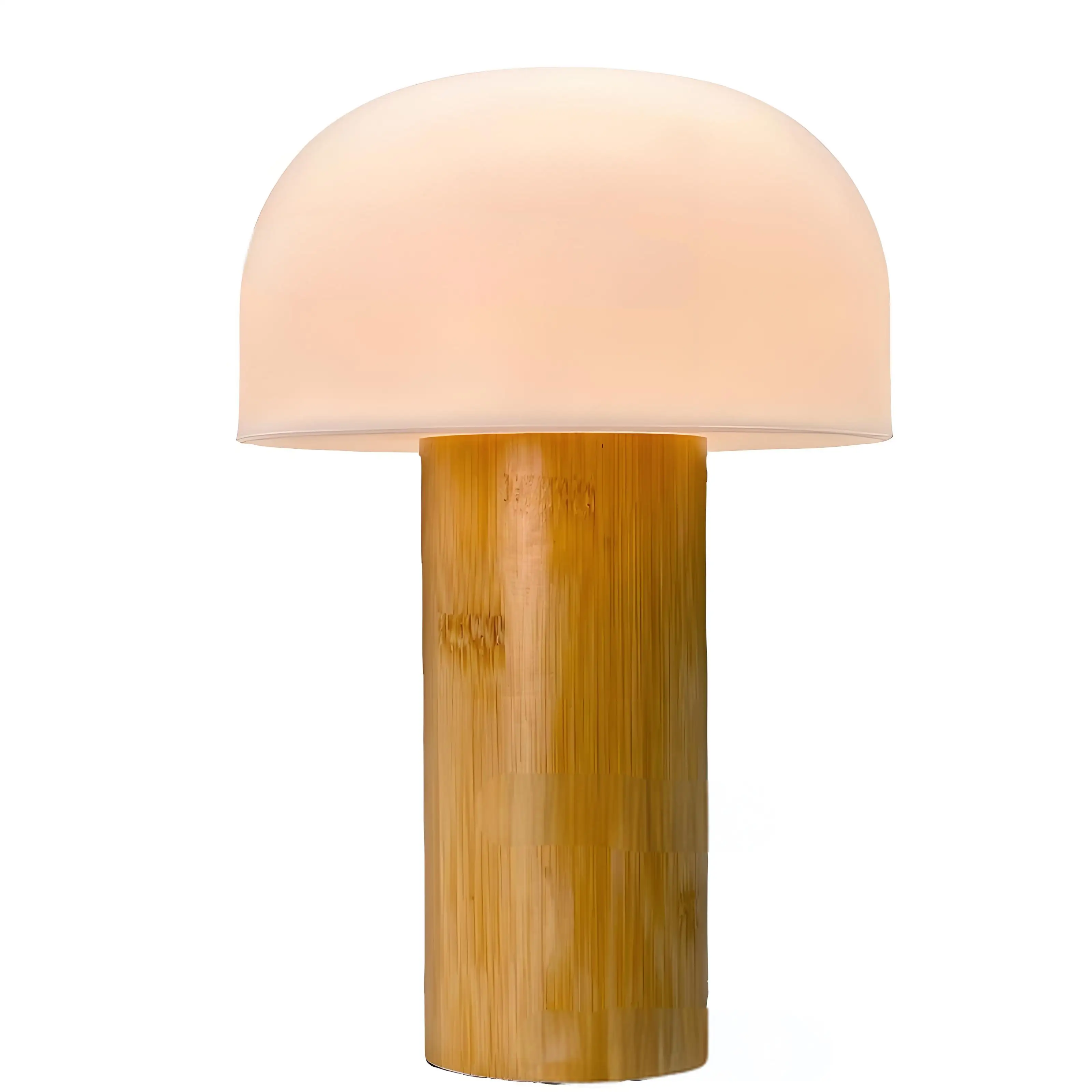 Bamboo Desktop Lamp Dining Table Light LED Charging Decorative Creative Cordless Mushroom Table Lamp