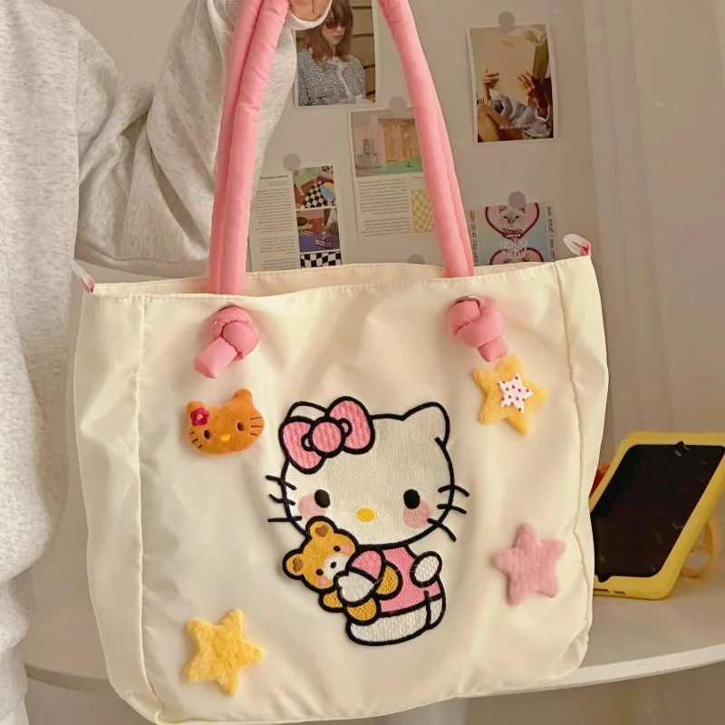 Kitty Cat Make Up Bags Sanrioed Purses and Handbags Dolls Washing Bag Cinnamorolls Cosmetic Case Kawaii Mommy Pouch Down Fabric