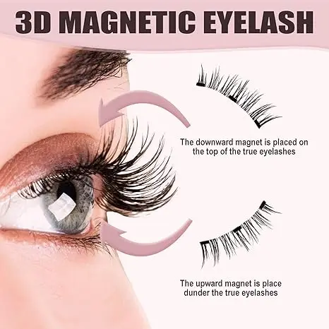 Reusable Real Mink Magnetic Eyelashes No Glue No Eyeliner Cils Magnetiques Naturel 3d mink Magnetic False Eyelashes