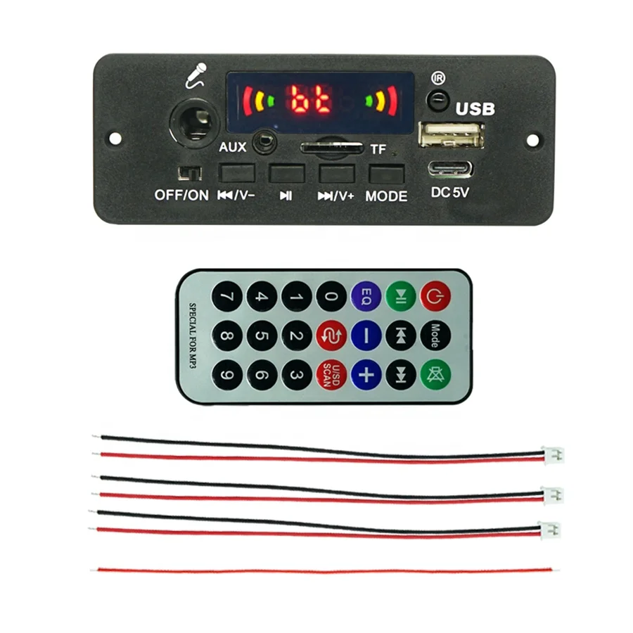 Portable Speaker Amplifier Power MP3 Bluetooth Module MP3 Player Bluetooth Microphone Board 3.7V 2x5W