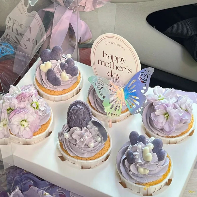 Ychon new wholesale 12pcs laser shiny butterfly cake toppers silver colorful hollow 3D butterfly cake decor wall diy art decor