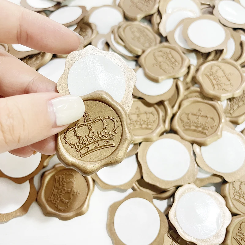 Luxury Self Adhesive Wax Stamp Stickers Envelope Label Rectangle Wax Sticker 3D Embossed Custom Wedding Wax Seal Sticker