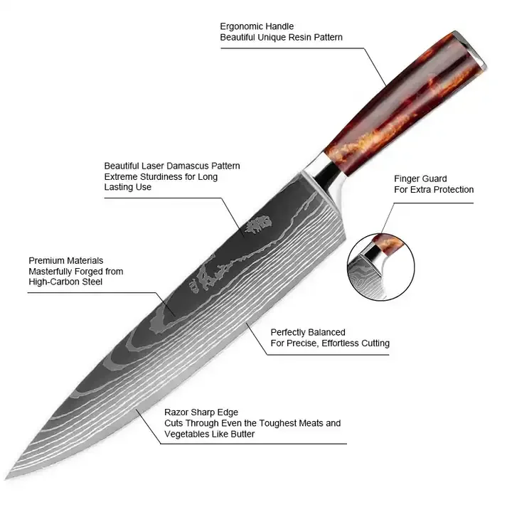 Hot selling Japanese kitchen knife set accessory stainless steel chef knife professional resin handle kitchen knives set