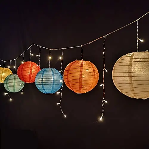 Wholesale Customized Printing Chinese Hanging Round Colorful Paper Lamp Paper Lanterns