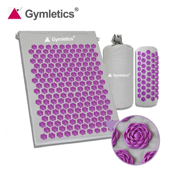 Natural Linen Yoga Yantra Foot Shakti Lotus Plastic Spikes Massage Acupressure Mat