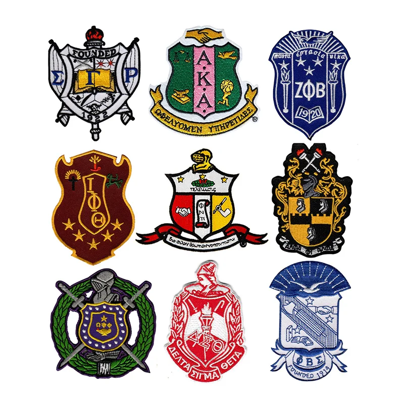 Custom wholesale Stock AKA Sorority Embroidery SKEE WEESKEE WEE STAR LETTER iron on patches