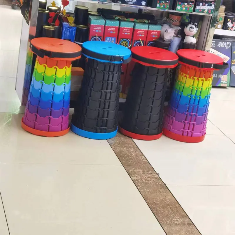 Wholesale Good quality PP Round colorful Collapsible portable retractable folding stool