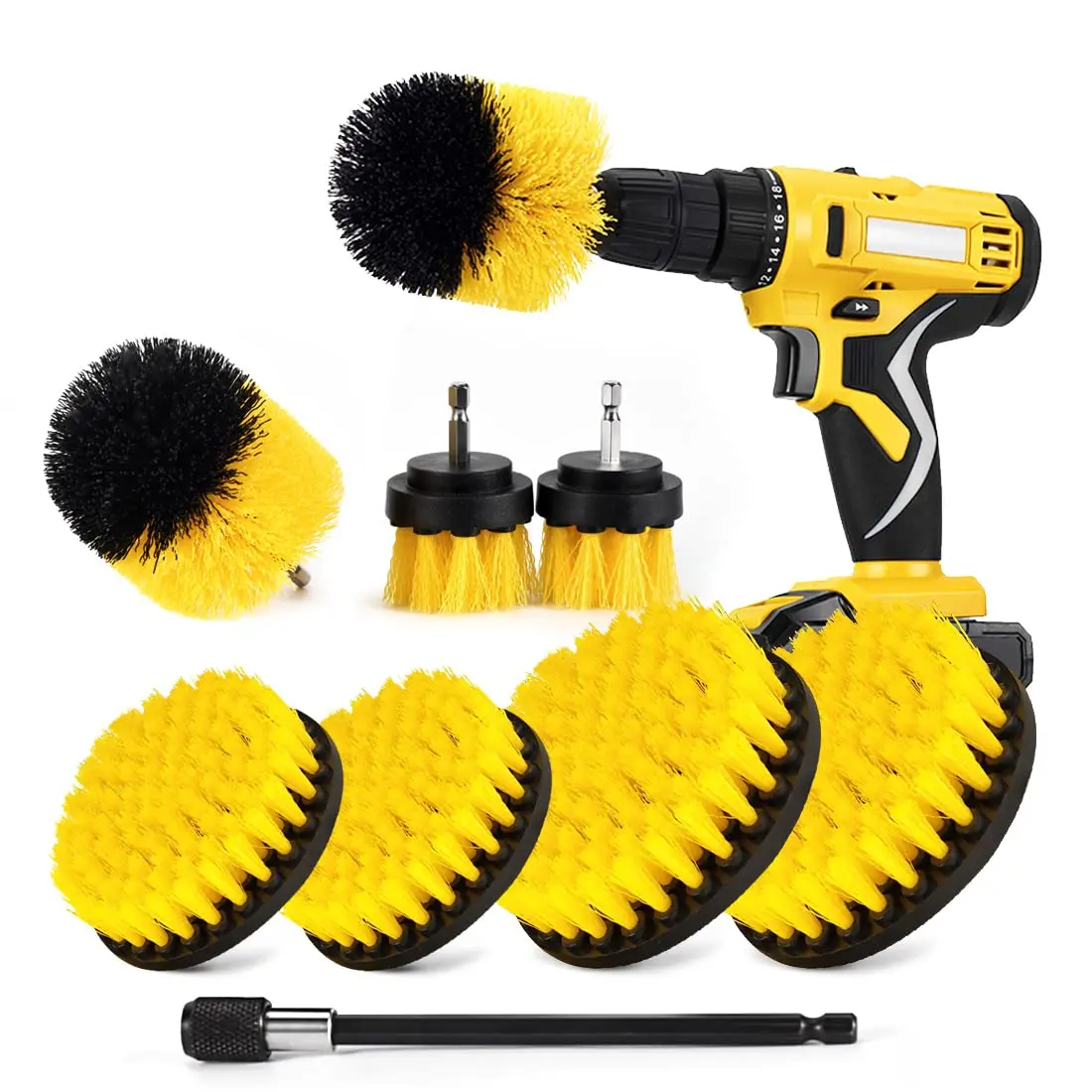 Car Detailing Kit with Extend Attachment Soft Bristle Power Scrubber Brush Set for Cleaning Car Boat Seat Carpet Upholstery Door