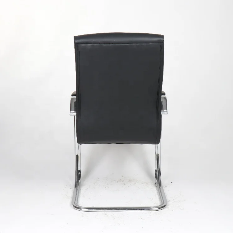 Black Soft and Comfortable luxury Ergonomic mid back Executive PU synthetic Leather Office Chair with curved metal legs