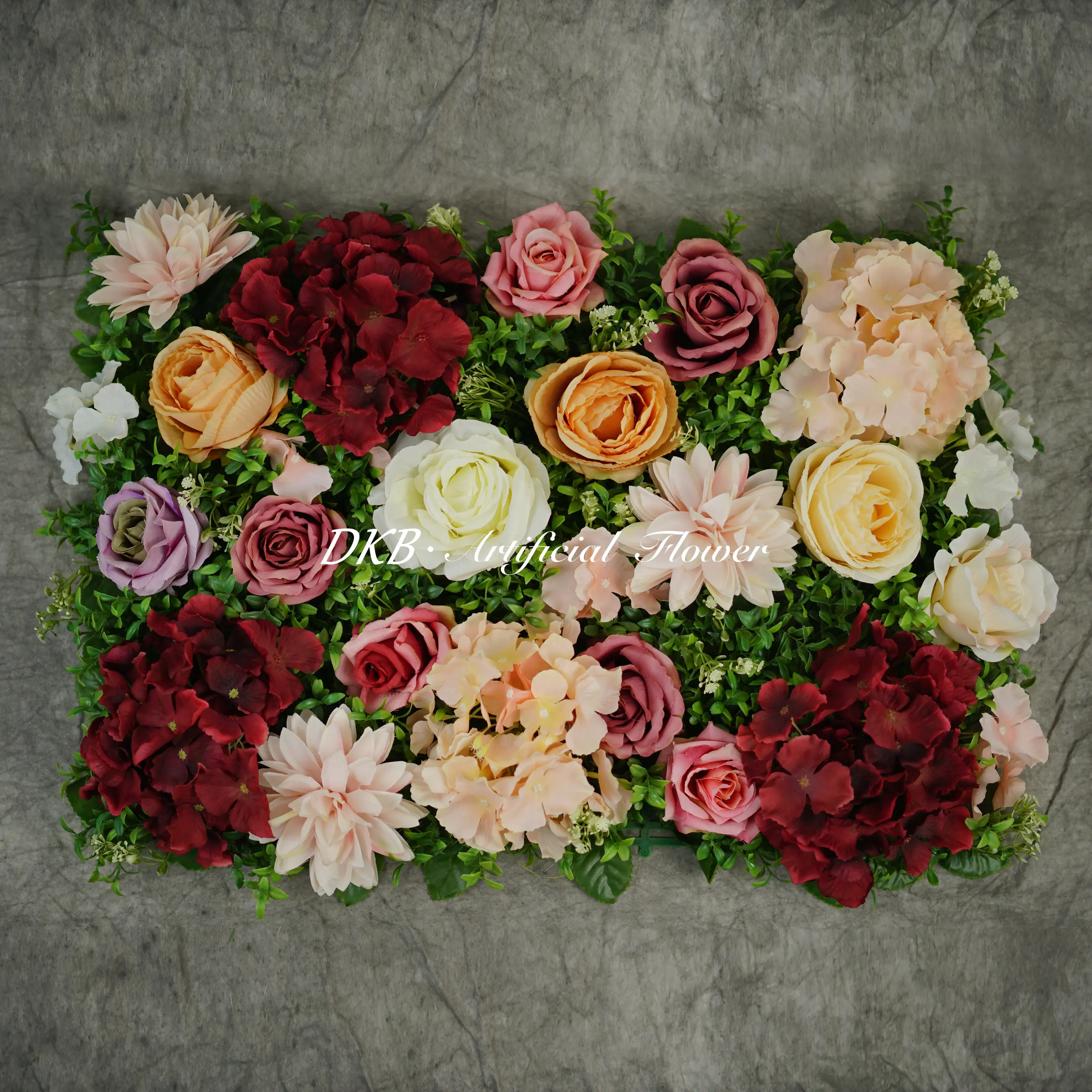 2024 best selling product artificial silk rose 40*60cm flower wall panel artificial