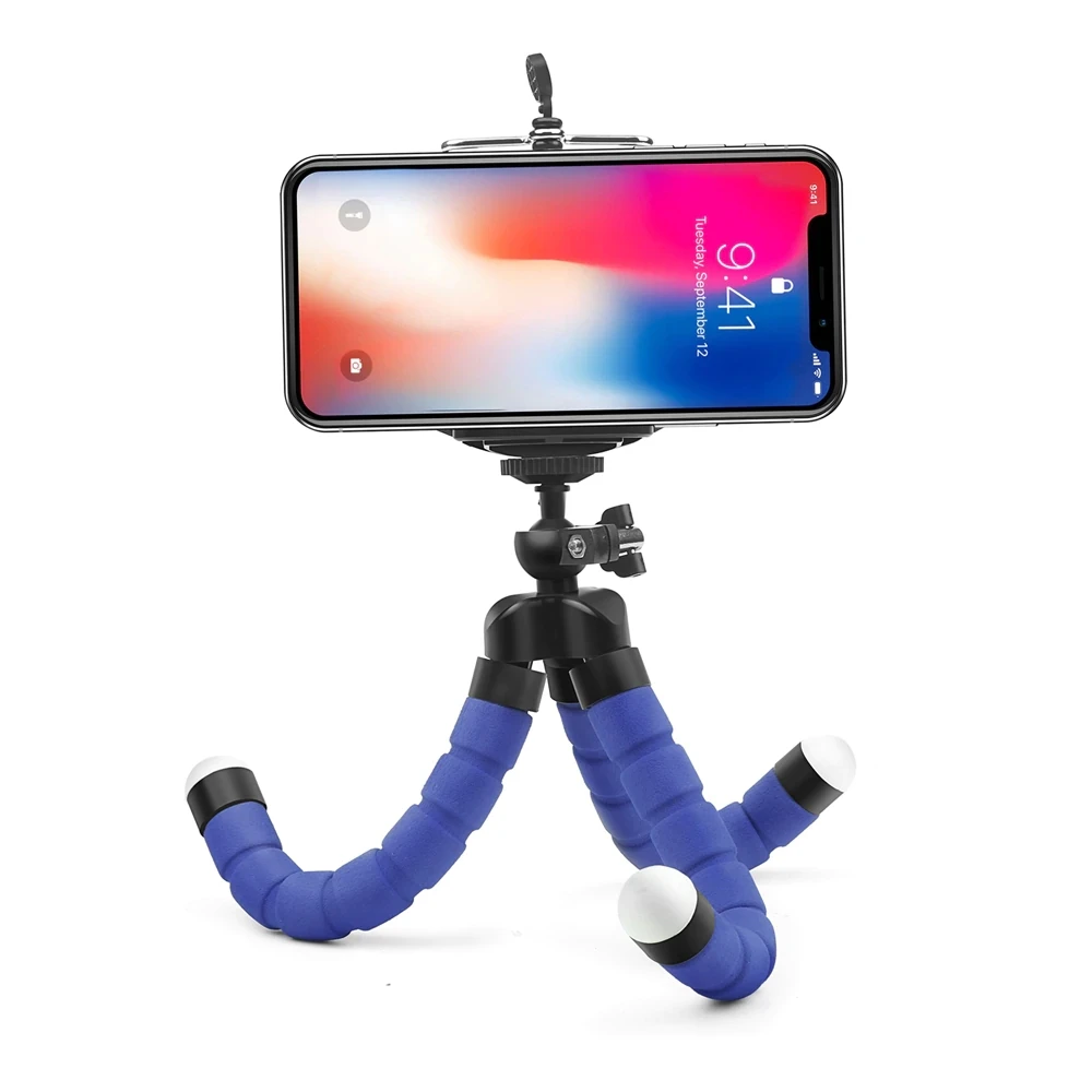 The New With Wireless Remote Sponge Camera Phone Holder Mini Flexible Tripod Selfie Stick