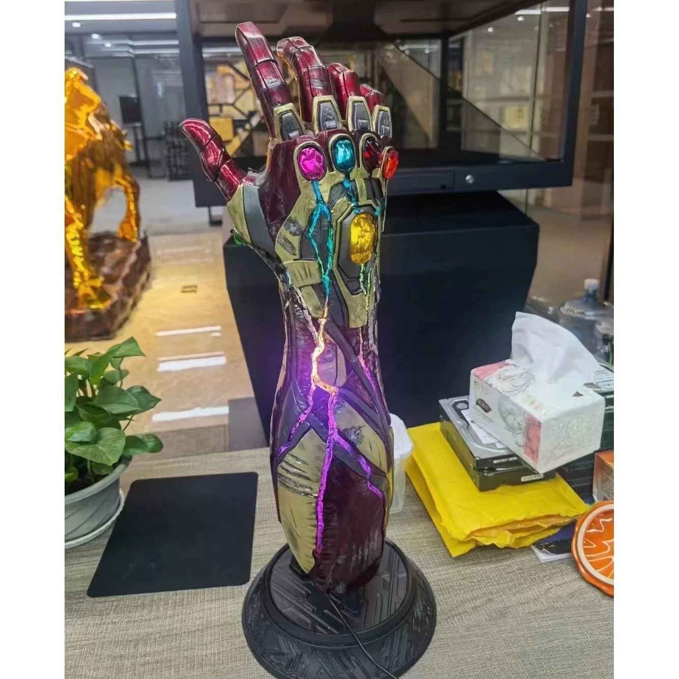 Cos Iron Hero Thanos Infinity Gauntlet Mitten Cosplay Arm Fiberglass Arms Mask Superhero Weapon Costume Party Props Gift