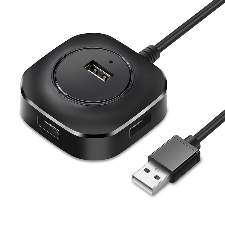 Pogo High Quality Multifunctional Black Round USB 2.0 Hub 4 Ports 4 in 1 Splitter On Stock