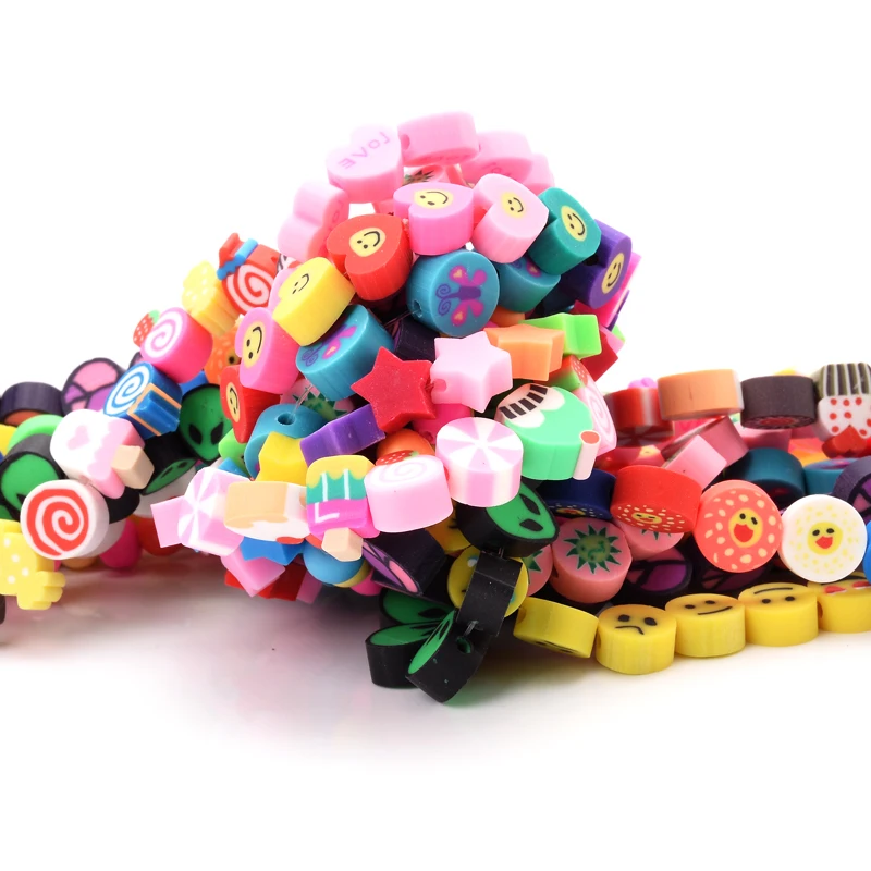 New Style Clay Beads Approx 40Pcs 10mm Animal Flat Round Loose Handmade Polymer Spacer Bead for Jewelry Making Necklace Bracelet