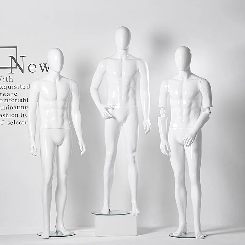 Wholesale Luxury Glossy White Fashion Manikin Dummies White Plastic Male Mannequin Full Body for Luxury Suits