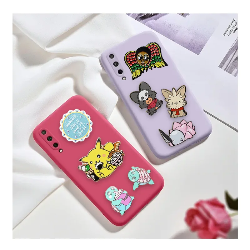 Custom Logo Metal Charm Sticker Mobile Sticker Custom Soft Enamel Lapel Pin for Mobile Phones
