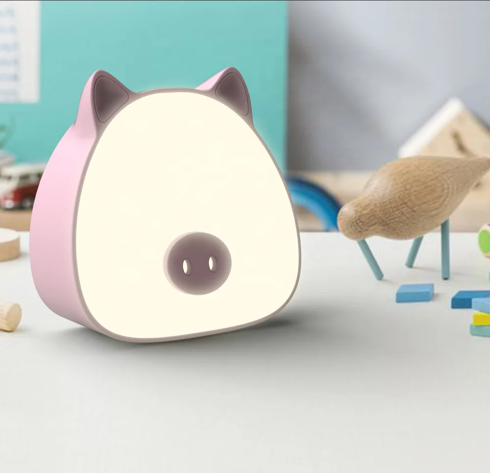 USB rechargeable night lights cute piggy Bedside lamp Decor Rechargeable Color Changeable LED night Lamp for Kids