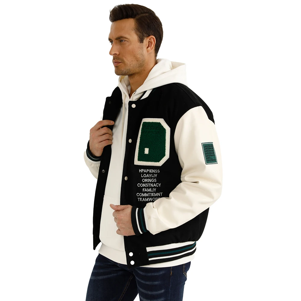 Gingtto Oem Custom Black Varsity Jacket Cold Winter Bomber Heated Jacket Men