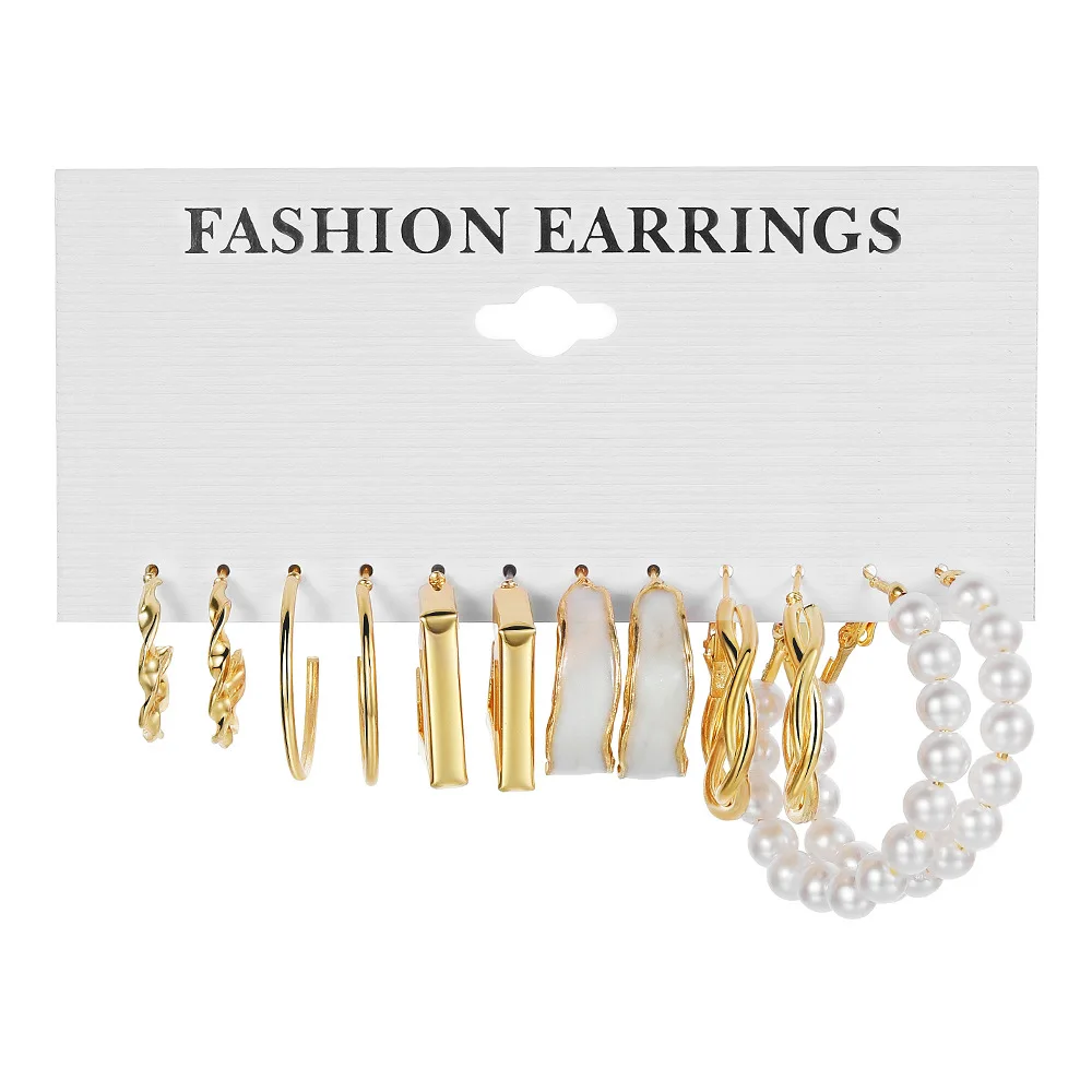 Wholesale Cheap Luxury Pearl Enamel Hoop Earring Making Supplies Wedding Earrings Set For Women