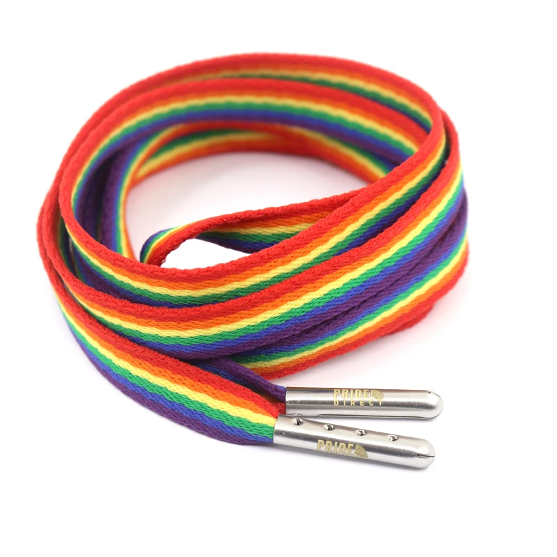 Wholesale custom logo shoe lace flat printed polyester sublimation replacement rainbow shoelaces for aj sneaker