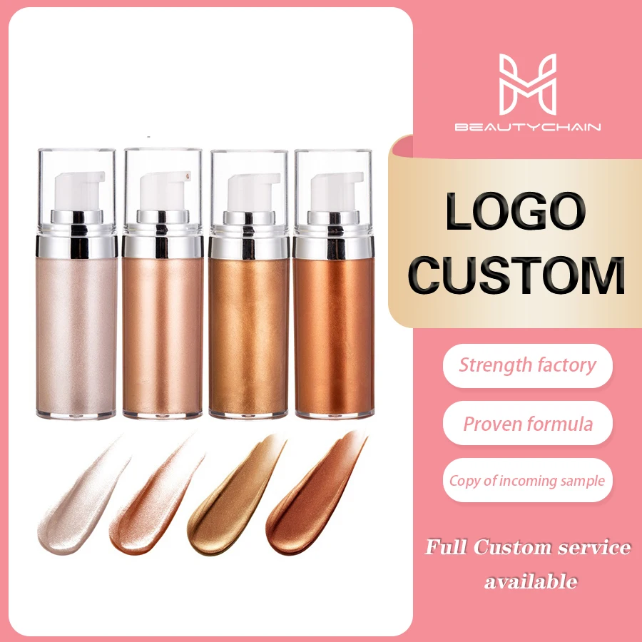 MLM Custom Makeup All -Over Body Face Shimmer Cream Body Tanning Bronzer Face Vegan Body Glitter Long Lasting Liquid Highlighter
