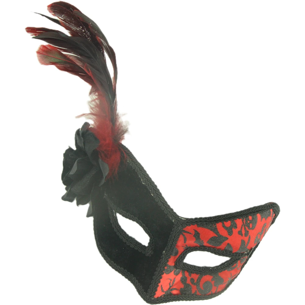 Halloween Beauty Ball Party Princess Masquerade Mask Sexy Women Dress Big Flower Eye Mask Venice Half Face Lily Feather Mask