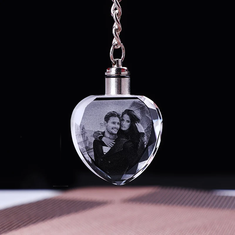 Custom 3d laser engraving Muslim Islam LED Crystal Keychain for Souvenir gift