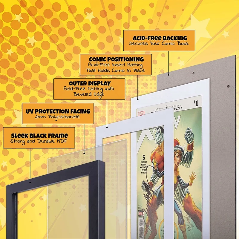 Креативная настенная вешалка MDF 8x12 дюймов рамка для коллекционеров художественных комиксов с белым ковриком рамка для комиксов