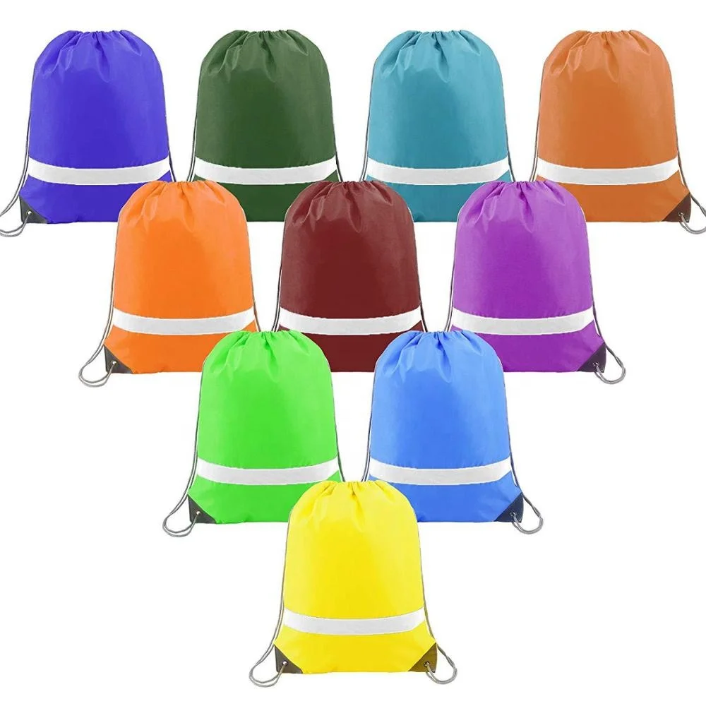 Custom 210d polyester drawstring reflective sport shoe bag with logo