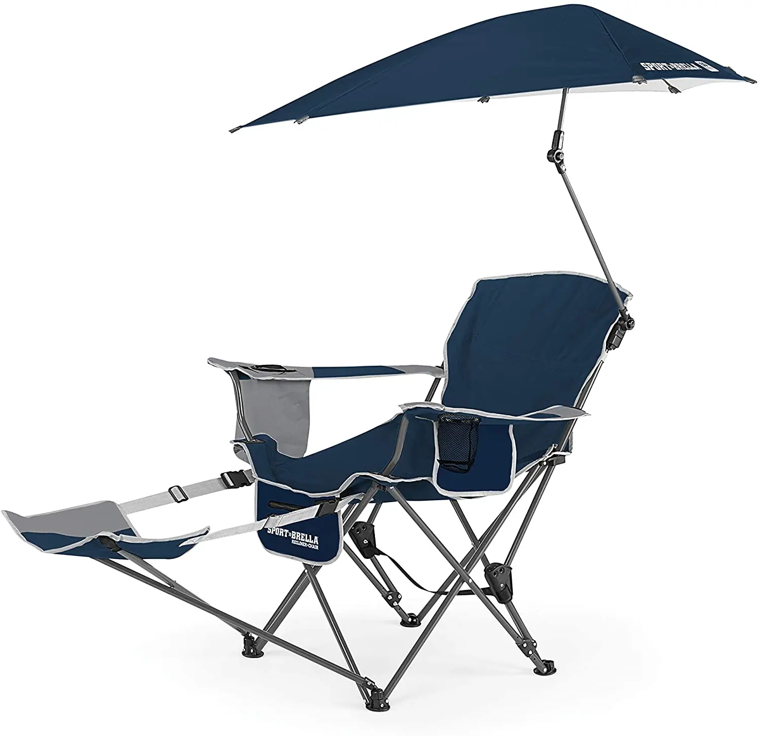 Adjustable Folding Zero Gravity, Footrest Storage Pocket Beach Recliners Outdoor Cushions Camping Chairs With Sunshade Canopy/