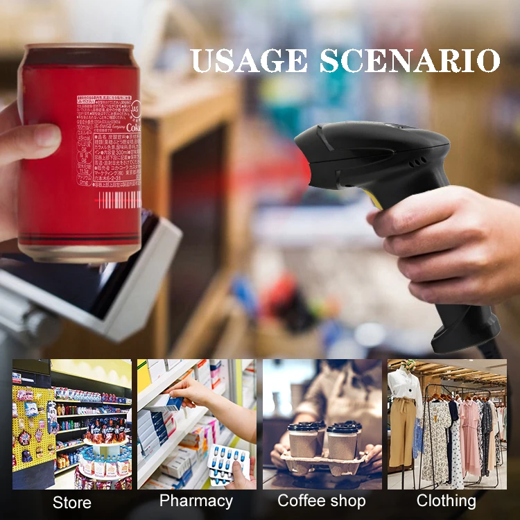 OWNFOLK Laser CCD CMO Scan wired Bar Code Scanners Reader Corded Handheld 1D 2D QR Barcode Scanner for supermarkets